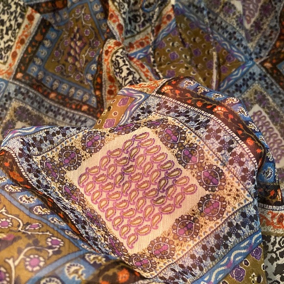 Boho Peasant Blouse with fitted waist, drawstring ties M - Picture 8 of 11